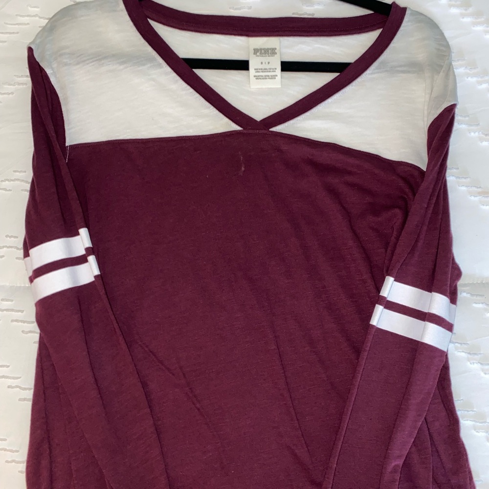 Pink Victoria Secret Maroon Varsity T-Shirt